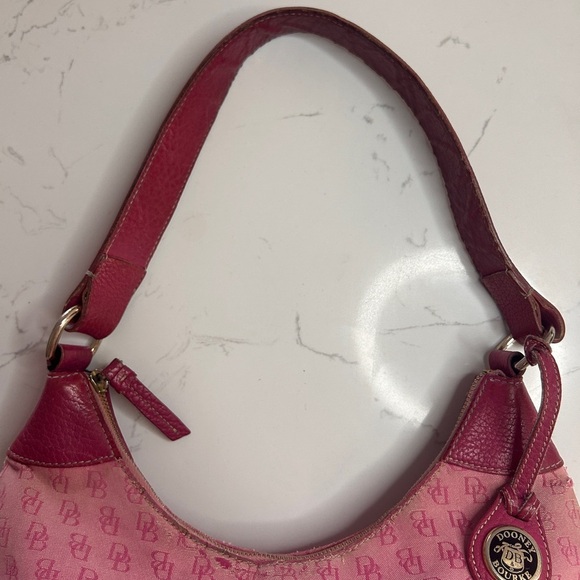 Dooney & Bourke Vintage Pink Canvas/ Leather Signature Hobo Shoulder Bag- REHAB - Picture 9 of 16